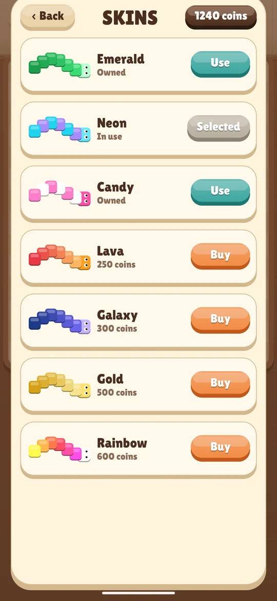 The Snake skin shop listing Emerald, Neon, Candy, Lava, Galaxy, Gold and Rainbow